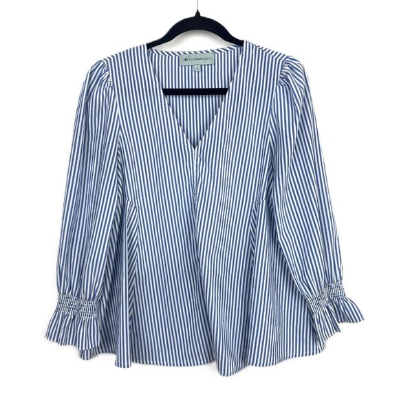 Tuckernuck Easton A-Line Swing Top Blue White Stripe Small - Picture 2 of 9